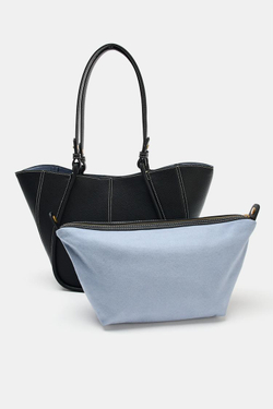 ZARA НЕБОЛЬШАЯ СУМКА-ШОПЕР С ДЕКОРАТИВНОЙ СТРОЧКОЙ, ЧЕРНЫЙ