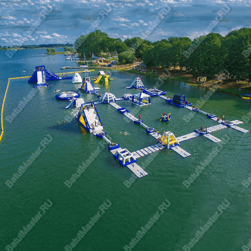 Надувной аквапарк с горками «Улыбка моря 2», 60×35×5 м