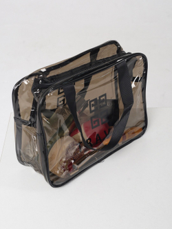 Косметичка водонепроницаемая ПВХ на молнии сумочка с ручкой TRAVEL, серая 29,5*11*21см