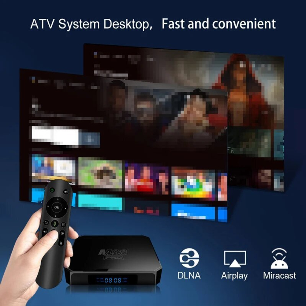 Приставка Смарт-ТВ M98Pro ATV HD 4K, Android 11,1, 2 + 16 Гб, m98pro atv 2gb16gb , Европейская