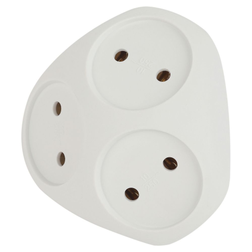 Разветвитель электрический ЭРА SPx-3-W на 3 розетки без заземления 10А белый | Тройники