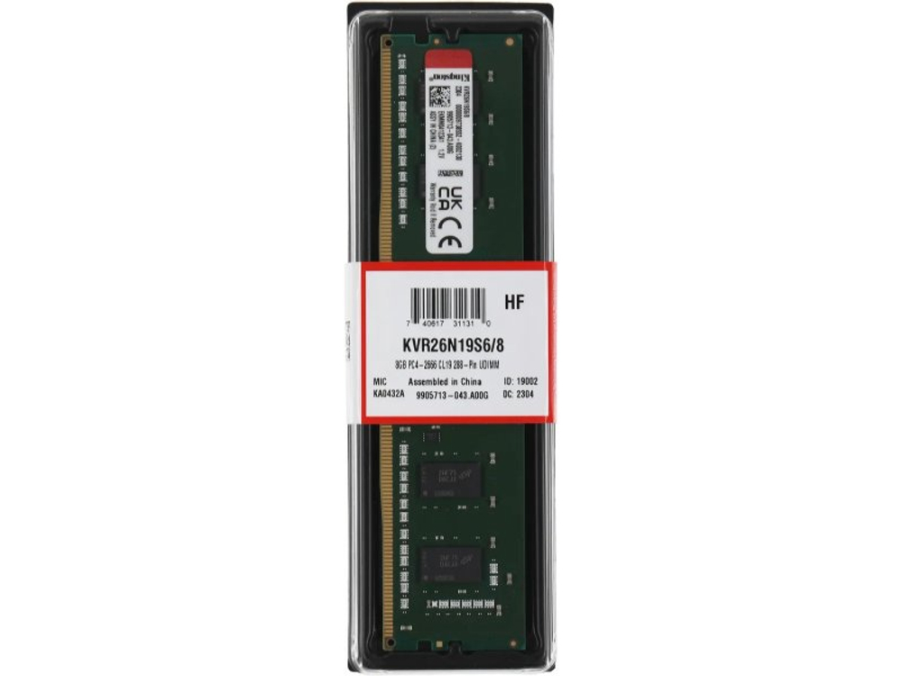 Оперативная память Kingston Value KVR26N19S6/8, DDR4 1х 8ГБ 2666 МГц, DIMM, RTL