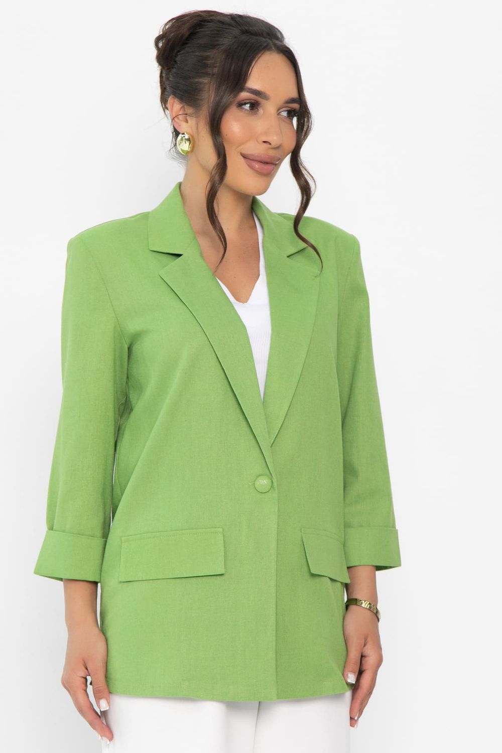 Пиджак льняной Мэрлин (зеленый) Б15429-7М LT Collection