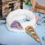 Повязка на голову «Кокетка - Единорожек», цвет белый, 20*6см (упаковка белый ZIP пакет)