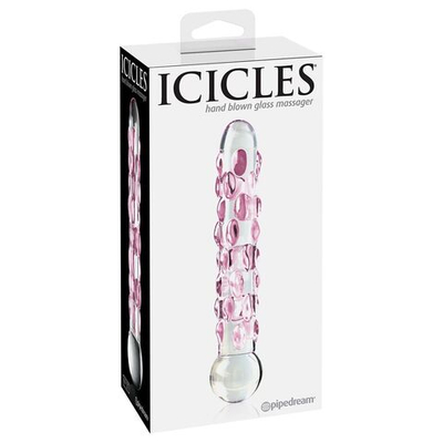 Стеклянный фаллоимитатор Icicles №7 - 17,8 см. (Цвет: прозрачный)