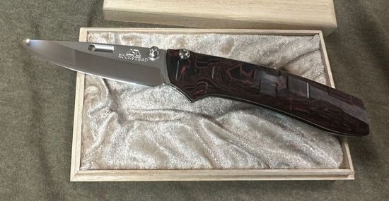 Премиальный японский нож Rockstead RIN-ZDP (RD) 67 HRC - рукоять титан + бордовый эбонит, сталь ZDP-189