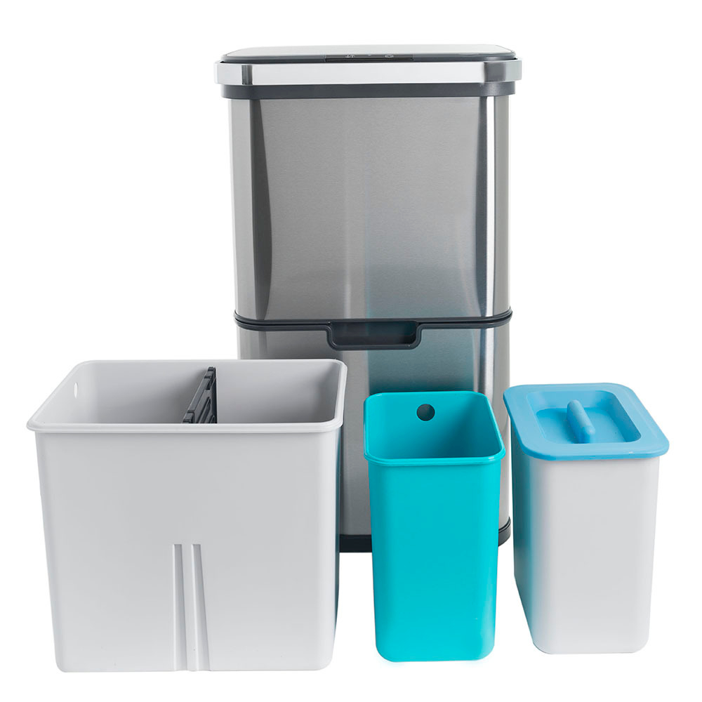 Ведро для раздельного сбора мусора сенсорное, 4 емкости, Foodatlas JAH-8888, 40л (9+9+11+11)
