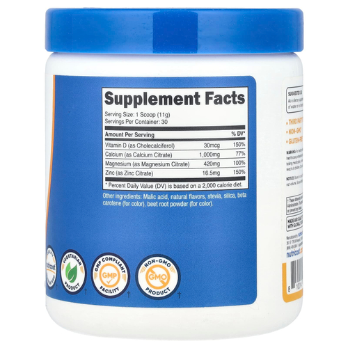 Nutricost, Кальций, магний и цинк с витамином D3, персик и манго, 336 г (12 унций)