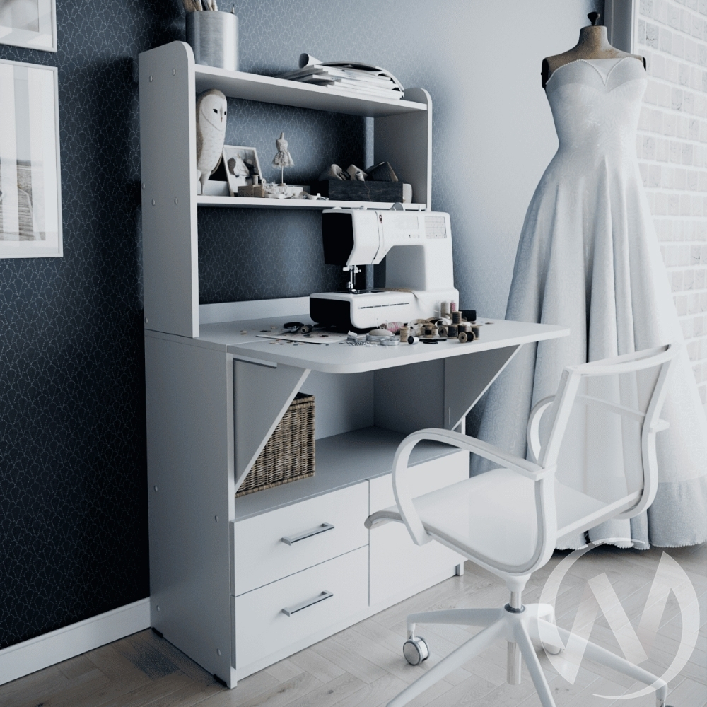 Стол компьютерный/Стол швейный СП-1 (белый поры дерева)