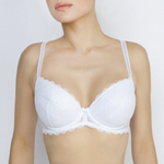 Кружевной пуш-ап бюстгальтер на каркасах с трехразрезной чашкой (Размер: 85C) (Цвет: черный)