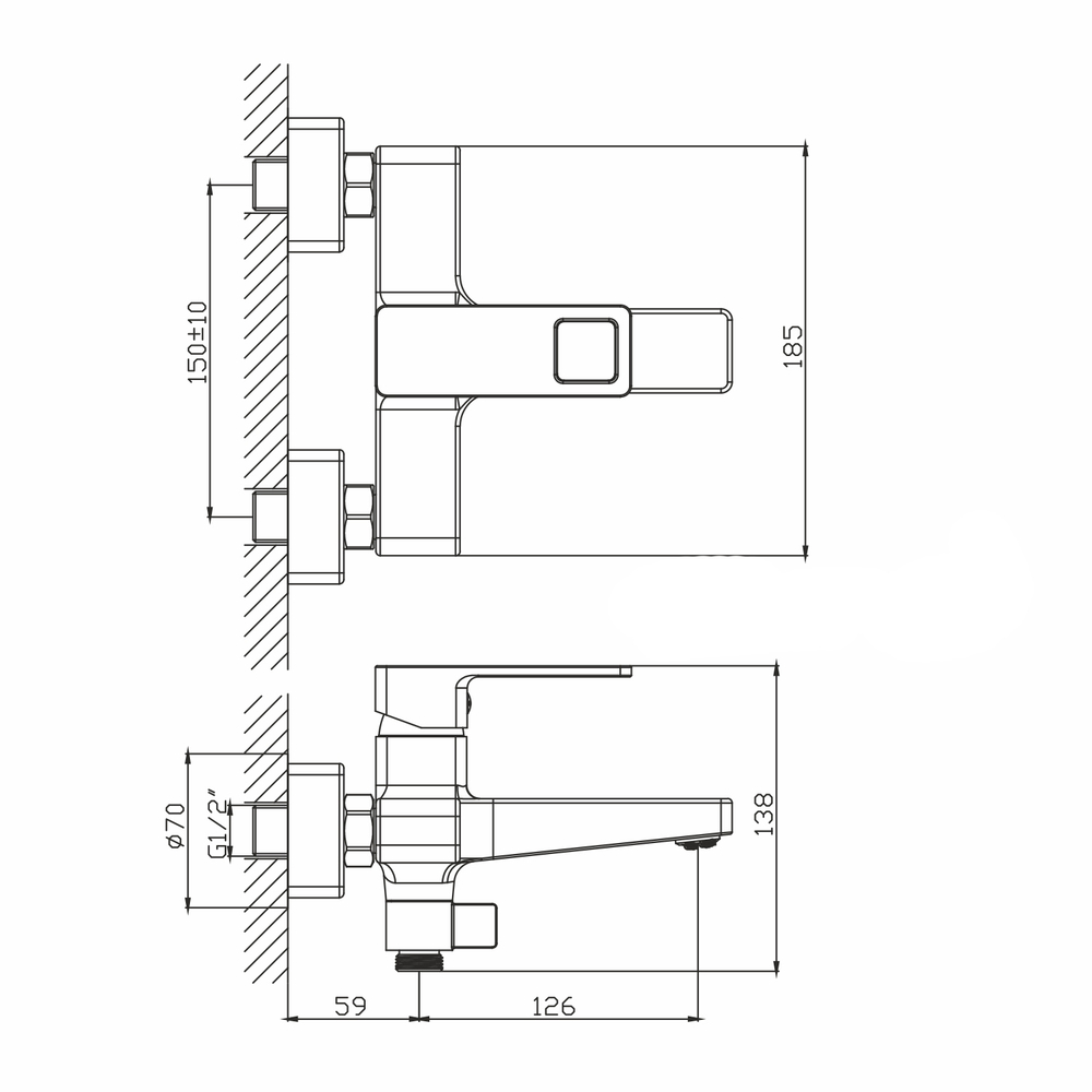 Смеситель для ванны 35k MIXLINE ML34-01 "Solo Black" ЧЕРНЫЙ
