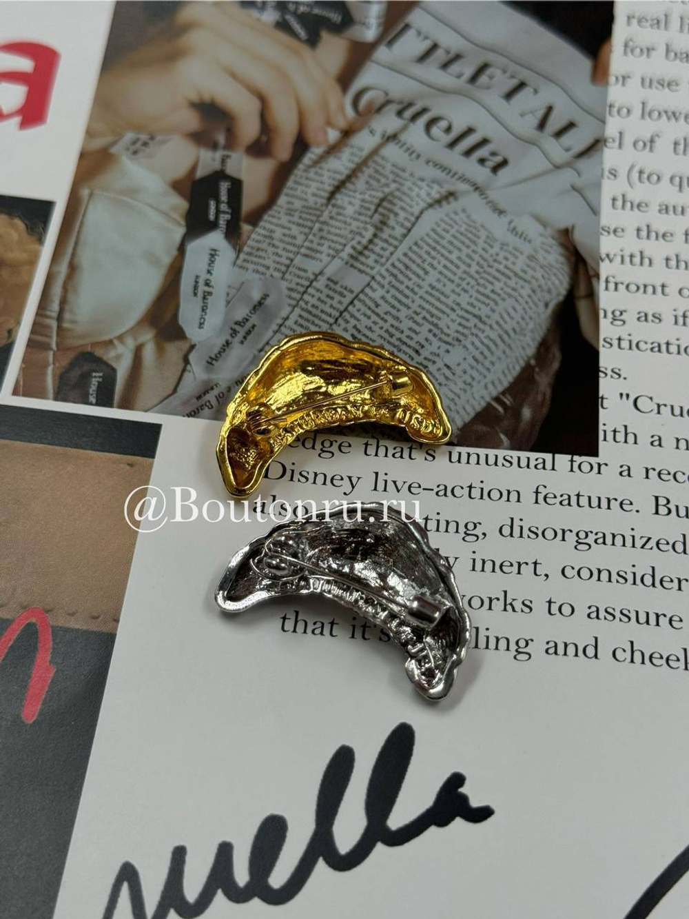 Брошь «Круассан» золотая