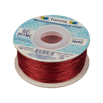 Шнур "Gamma", 1 мм, цв. 02 метал.красный