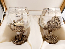 Набор из 2-х бокалов для коньяка "Рыбалка. Осетр" (подарочный футляр)