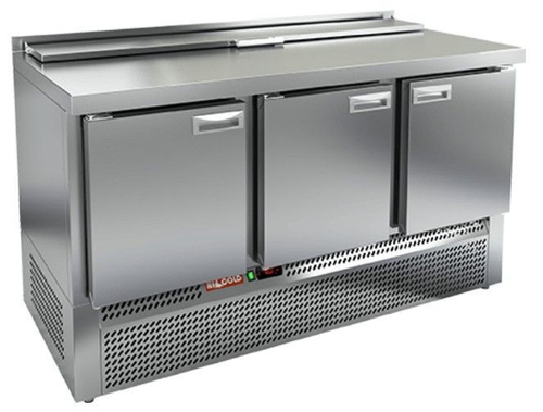 SLE2-111GN (1/6) стол для салатов  охл.(+2+10), 3 двери, 1485х700х850мм, ниж.распол.агрегата