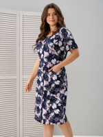 Халат Х-058/синий-розлистья