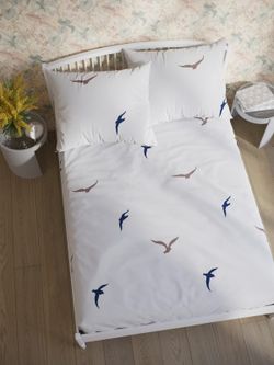 Постельное белье перкаль Сказка "Чайки/Чайки (компаньон)" 1,5-сп Наволочка 50х70 см 1 шт Простынь на резинке 90x200 см Пододеяльник 145x215 см