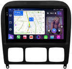 Магнитола для Mercedes-Benz S W220 1998-2005 (рамка черная) - FarCar BM220M монитор 9.5" QLED на Android 14, TS10, 4+32Гб, CarPlay, 4G SIM-слот