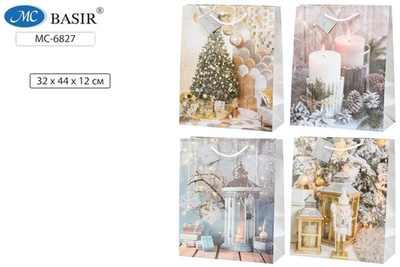 Подарочный пакет 32*44*12см. "Новогодний декор-3" (Basir)