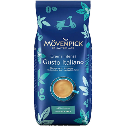 Кофе в зёрнах 1 кг MOVENPICK Crema Gusto Italiano, Мовенпик смесь зерен арабики и насыщенных зерен робусты