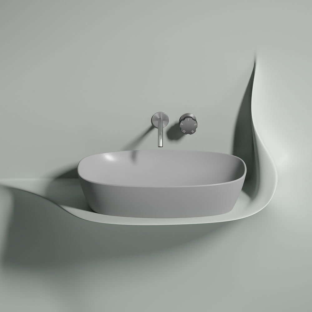 Умывальник чаша накладная овальная (цвет Серый Матовый) Element 610x385x140мм