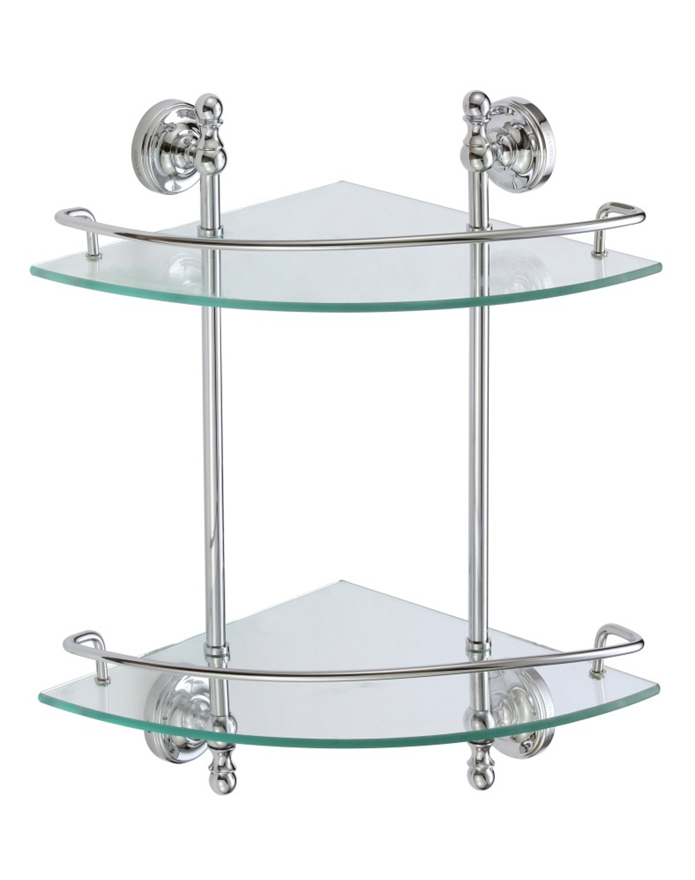 31082 Угловая стеклянная 2-я полка (ХРОМ) GANZER (5/1шт)