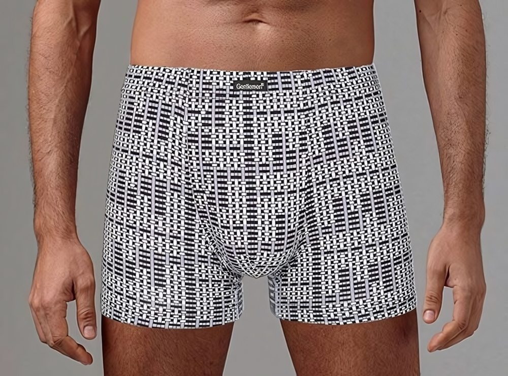 Мужские трусы-боксеры с принтом-рогожкой (Размер: XXL) (Цвет: серый)