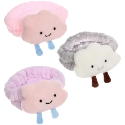 Повязка на голову косметическая «ДАЙМОНД РУШ», облачко, цвет сиреневый, пудровый, небесный и серый, 20*5.5см (ZIP пакет)