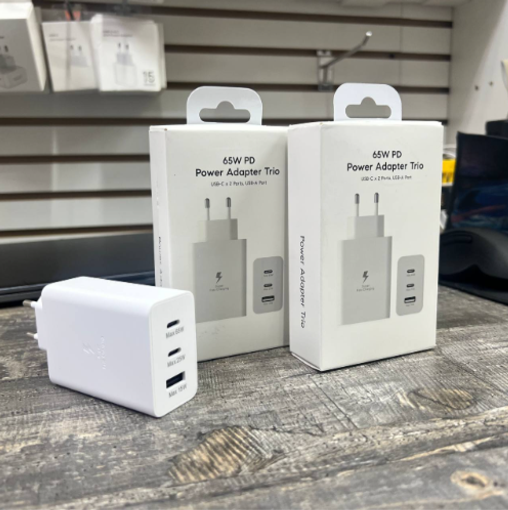 Зарядное устройство SAM PD70 PD65W 2xType-C+USB White NO LOGO (реплика Samsung)