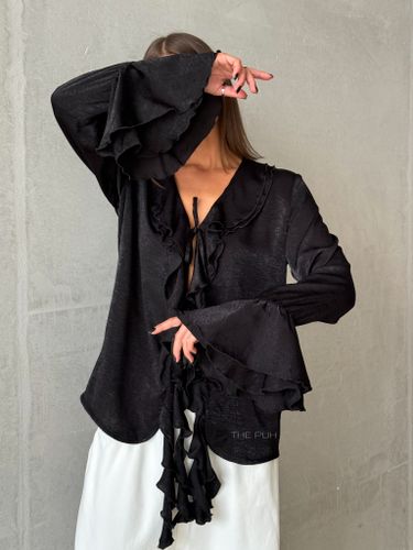 Черная блузка в стиле бохо "Тая" с рюшами