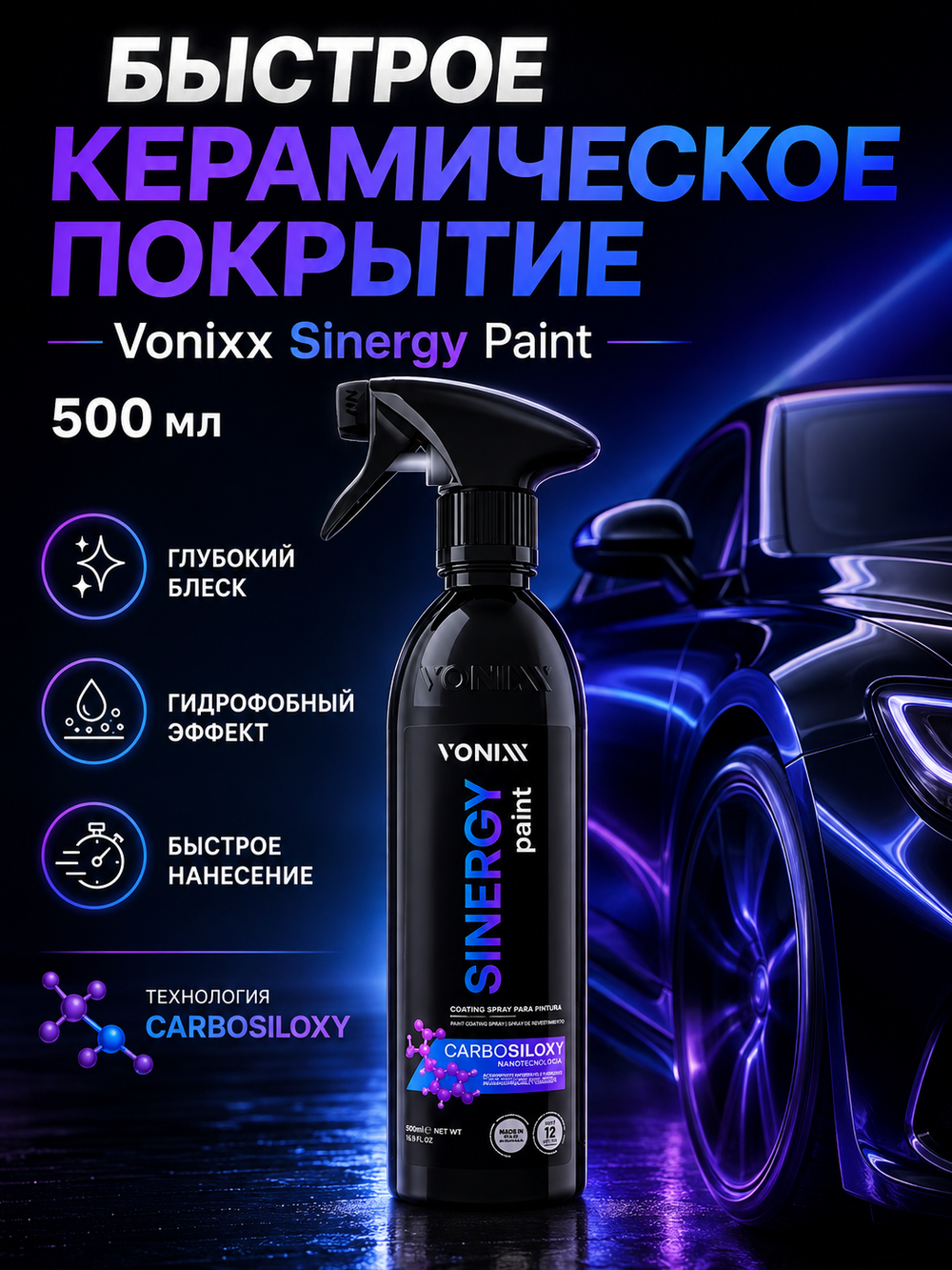 Vonixx Быстрое керамическое покрытие Sinergy Paint, 500 мл