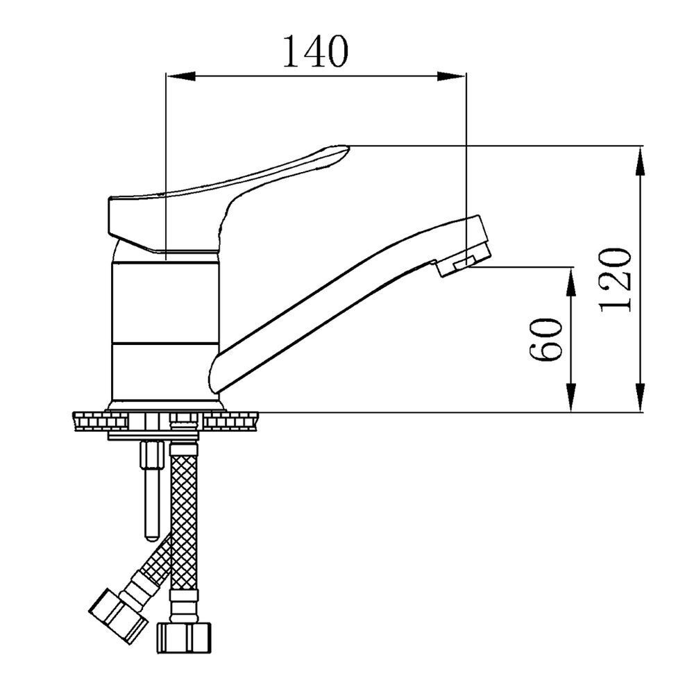 Смеситель для раковины, РМС, корот изл, с картриджем, хром, SL120-004-15