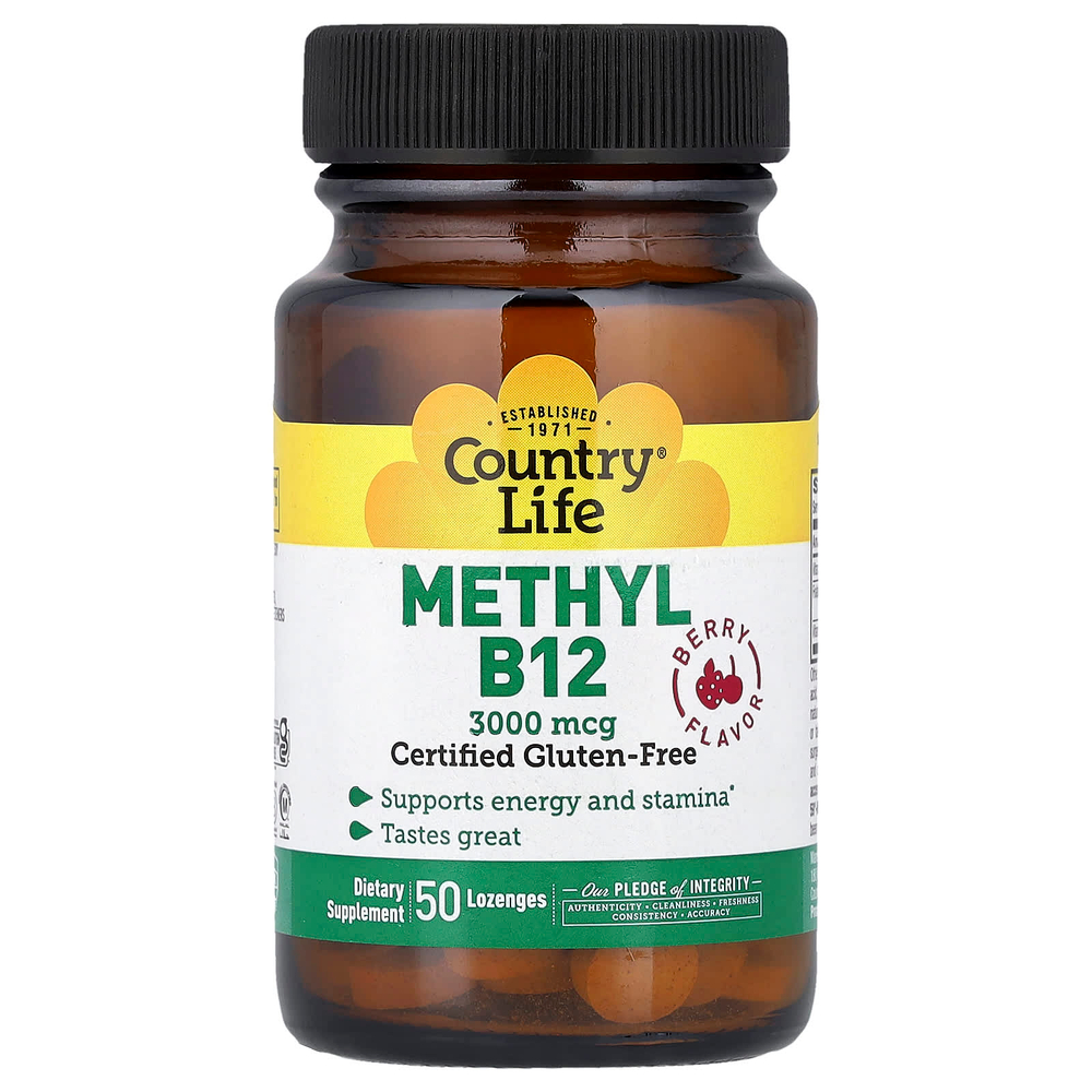 Country Life, метил B12, с ягодным вкусом, 50 пастилок