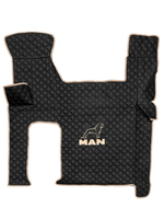 Ковры MAN TGX с 2-мя ящиками (автомат) (экокожа, черный, бежевый кант, бежевая вышивка)