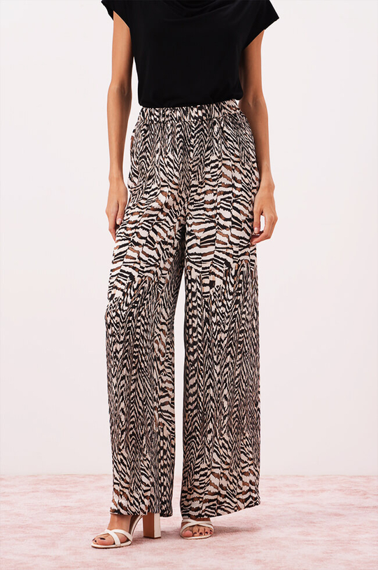 31176 Брюки женские (бежево-черный принт)