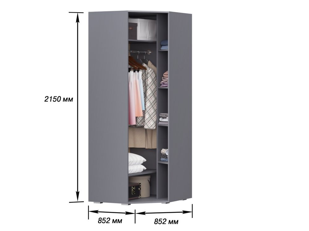 Коллекция Стокгольм Шкаф угловой (540) Серый Графит/Графит Глянец (Набор)