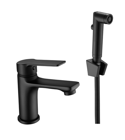 Смеситель для раковины Esko Singapore Black SB 27H с гигиеническим душем Черный матовый