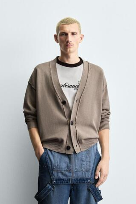 ZARA КАРДИГАН СВОБОДНОГО КРОЯ, ПЕСОЧНЫЙ