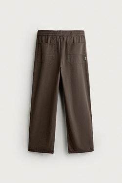 ZARA БРЮКИ RELAXED FIT В ЕЛОЧКУ, КОРИЧНЕВЫЙ