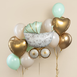 Фигура "Коляска ретро" сатин салатовая