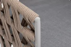 "Диего" стул плетеный из роупа, каркас из стали светло-серый (RAL7035) муар, роуп бежевый круглый, ткань светло-серая