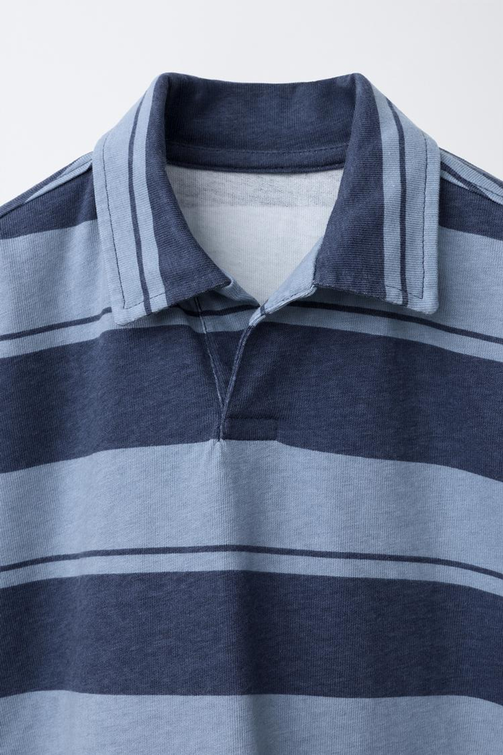 ZARA ПОЛО В ПОЛОСКУ ИЗ ФУТЕРА, СИНИЙ