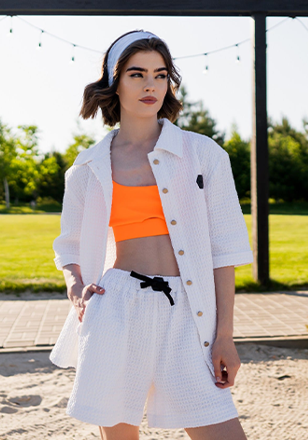 Летний костюм с шортами "Круиз", цвет белый