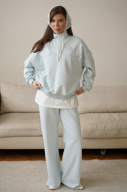 Толстовка Ритм пр. с вышивкой для бер. и кор. мам, Голубой