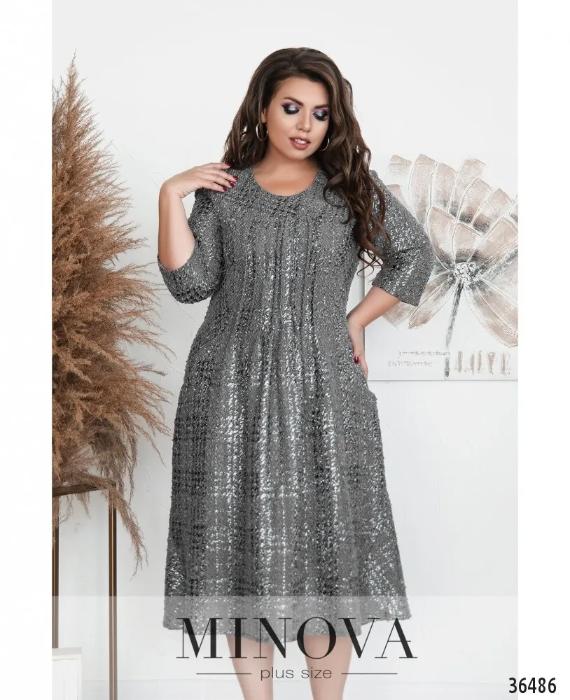 Платье 386-1-серый Minova