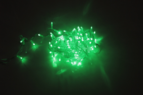 LED-PLS-100-10M-240V-G/C-W/O, Зеленая/прозрачны провод, соединяемая (без силового шнура) С КОЛПАЧКОМ