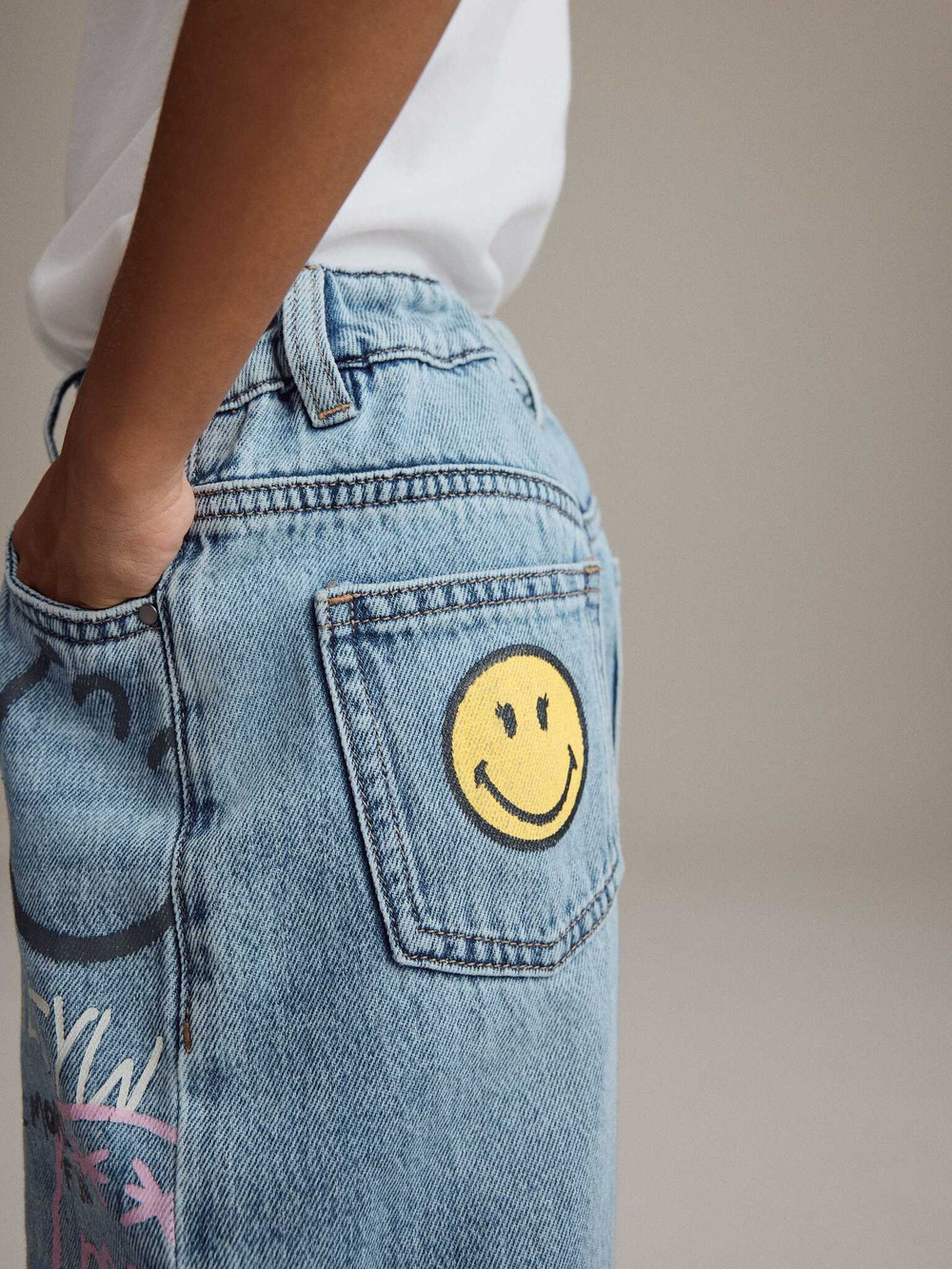 Джинсы широкие для девочки Next B07-728, Голубой