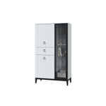 Шкаф-витрина стеклянный в гостиную Белое Сияние/Белый Снег Софт, 90,2х45,1х160 см Шарлиз