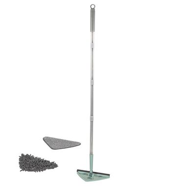 Швабра поворотная с телескопической ручкой треугольная для влажной/сухой уборки в комплекте со сменной насадкой(27х22х22см,L 77-115см) WMC TOOLS WMC-08