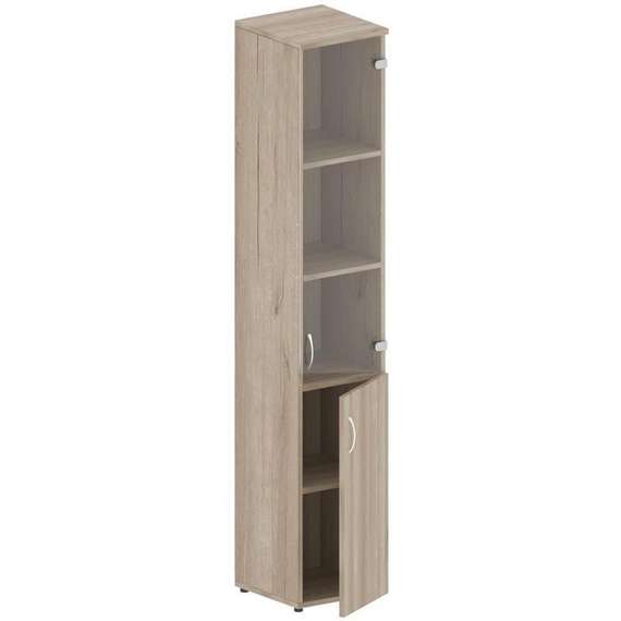 Шкаф узкий со стеклом Континет дуб кронберг ЛФ219 400×406×2000